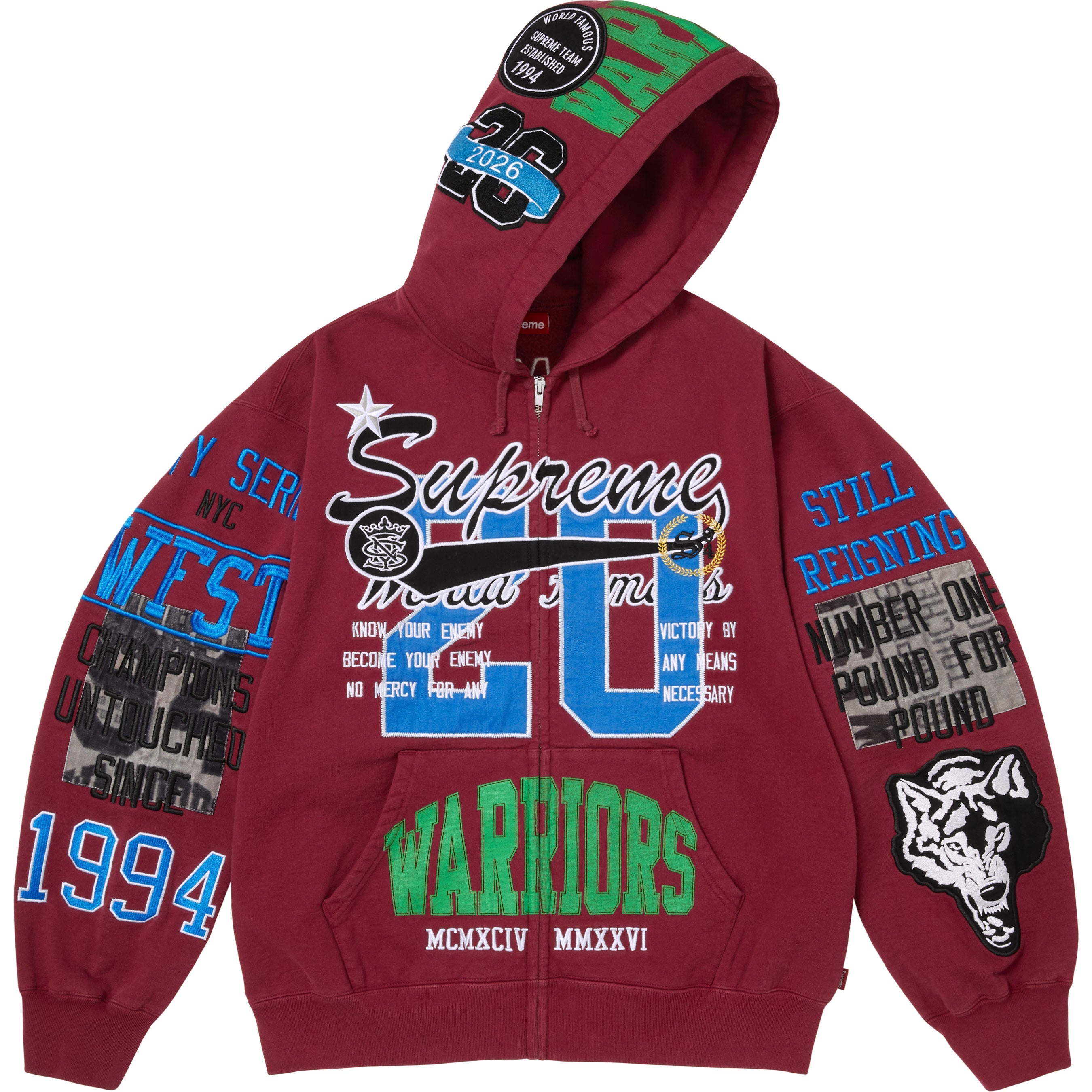 Warriors Appliqué Zip Up Hooded Sweatshirt view 3